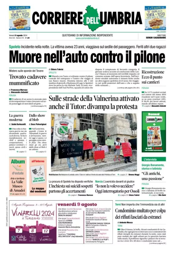 Prima-pagina-corriere umbria-del-2024-08-09